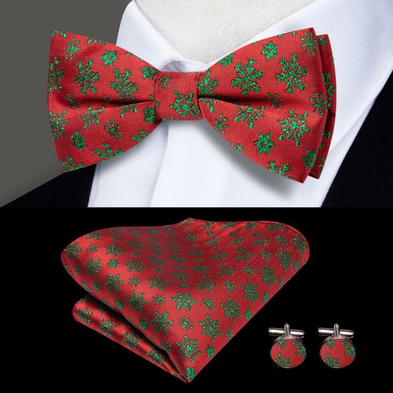 Hi-Tie Christams Red Green Silk Mens Suspender Fashion Suspender Xmas Bow Tie Leather Metal 6 Clips Suspender Braces Wholesale
