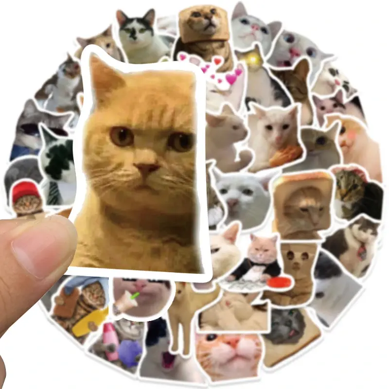 50 buah Kawaii kartun lucu kucing Handbill kepribadian Doodle koper casing ponsel gitar Skateboard stiker grosir