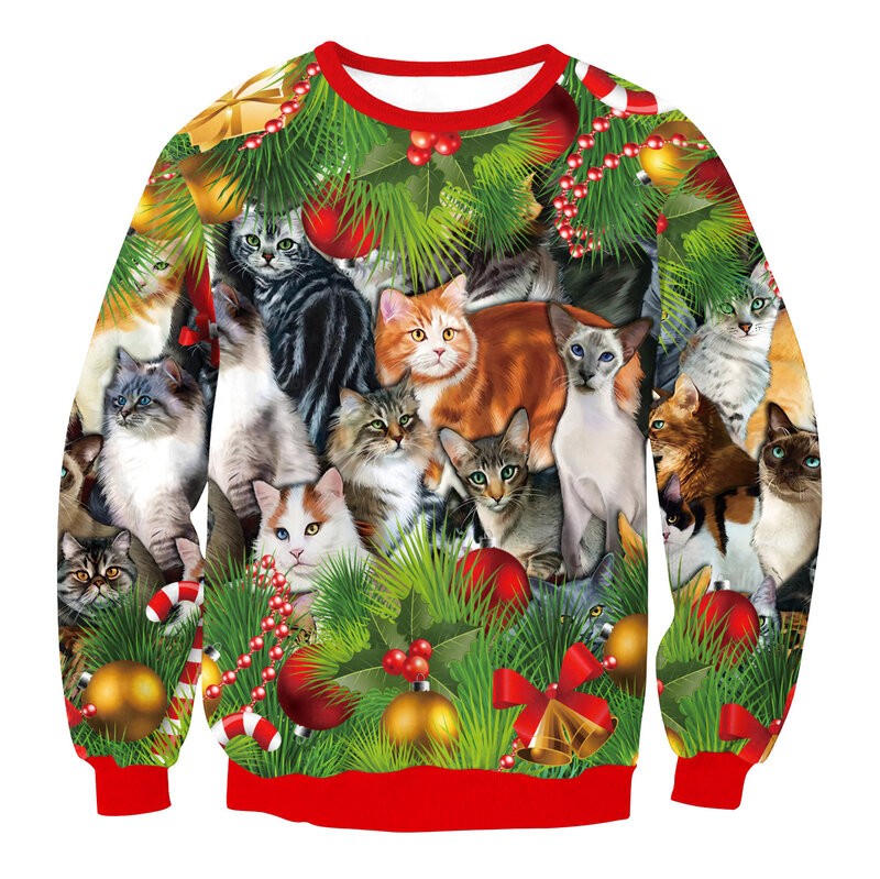 Noworoczna bluzy dla psów męska bożonarodzeniowa bluza z długim rękawem 3d bluza jesienno-zimowa casualowa odzież męska
