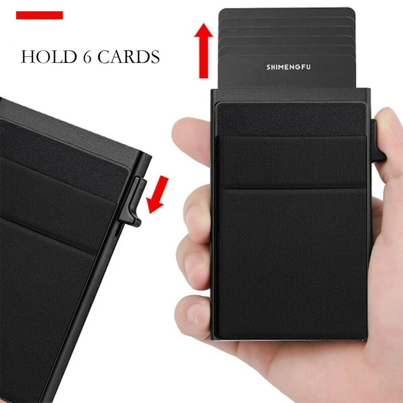 Rfid etui na karty kredytowe męskie cienkie, smukłe Mini minimalistyczne portfele luksusowe metalowe etui na karty na Bank