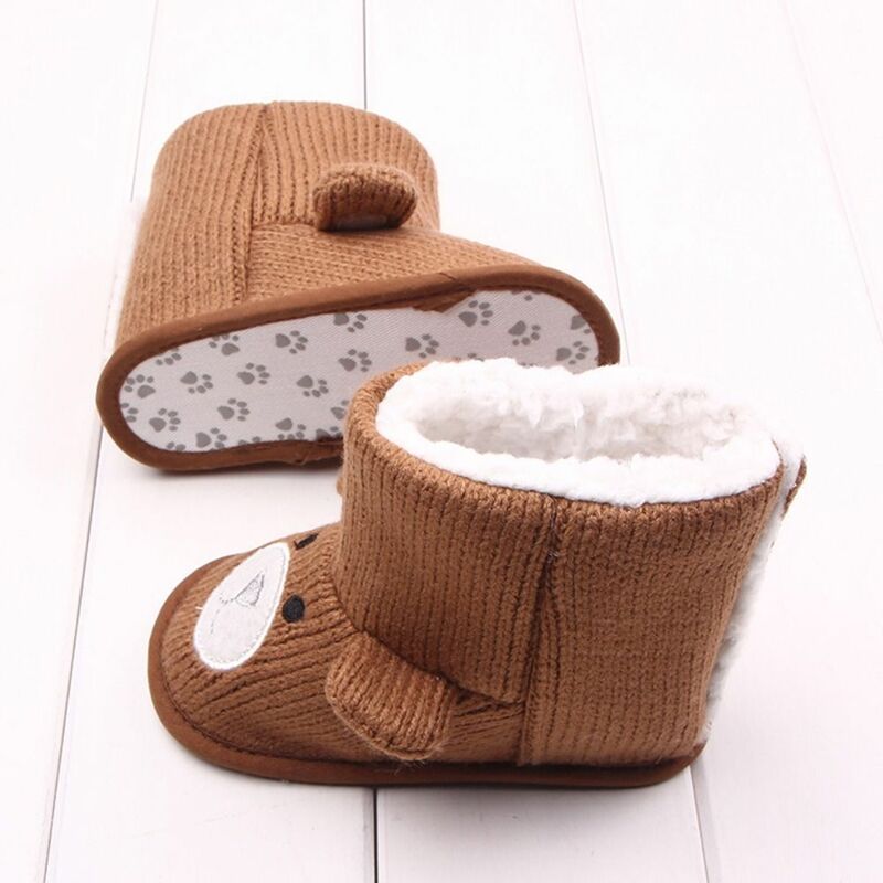 Cartoon Baby Winter Boots Soft Warm Cute Newborn Bear Shoes Snowfield First Walkers Infant Toddler Boys