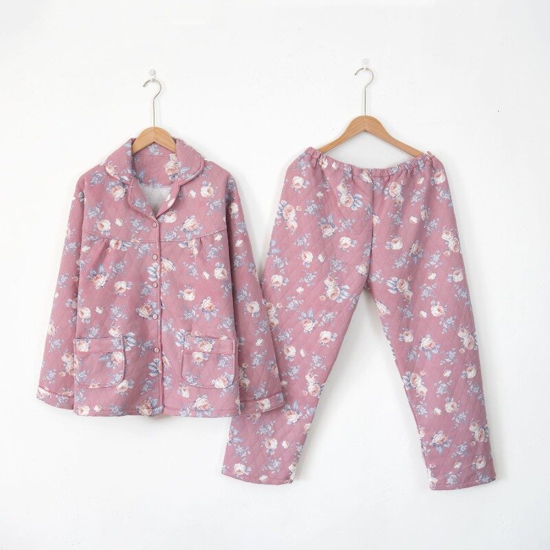 2024 neue Luft Baumwolle Pyjamas Frauen Winter Herbst mittleren Alters ältere Menschen Nachtwäsche Plus-Size-Homewear dünne Baumwolle Frühling Nachtwäsche