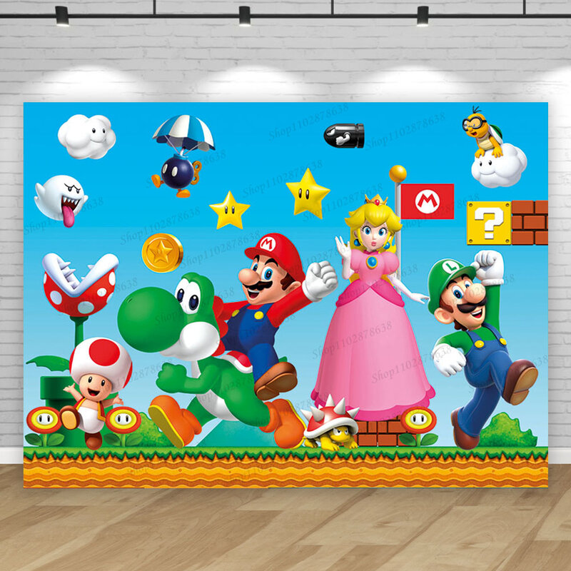 Telón de fondo de Super Mario Luigi Bros para fiesta de cumpleaños, fotografía, evento de Baby Shower, cartel de pared, decoración de pancarta