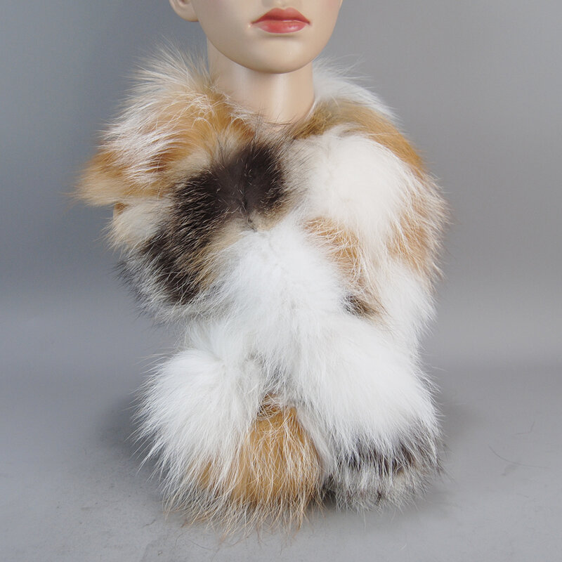 Lenço de pele de raposa de malha macia para mulheres lenço quente anel de pele de raposa natural inverno novo estilo qualidade