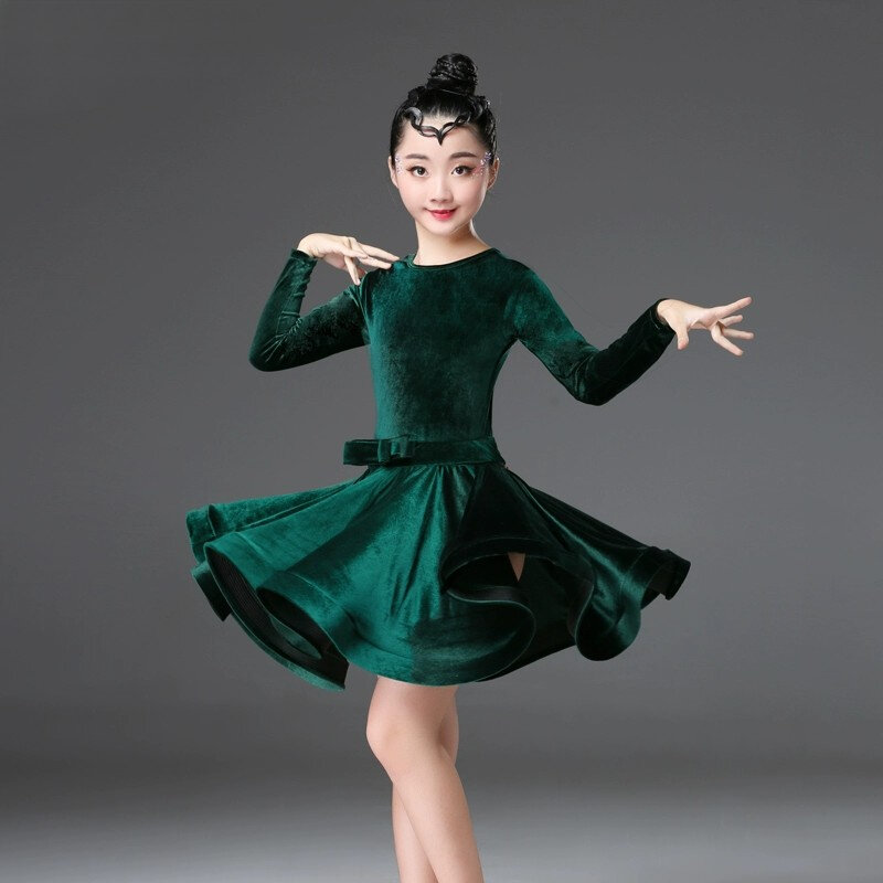 Latin Dance Costume Girl's Training Dress Competition Dance Skirt Professional Performance