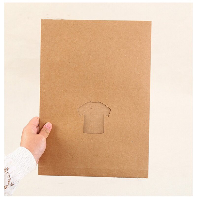 맞춤형 로고 인쇄 크래프트 종이 봉투, 티셔츠 의류 포장 가방, 스탠드업 우편 봉투, 구멍 포함