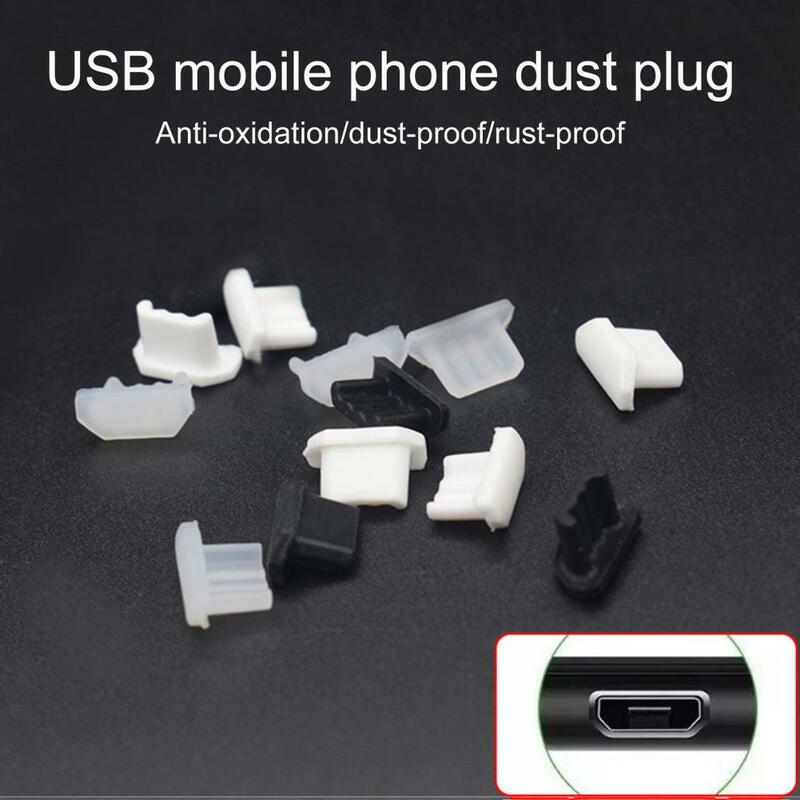 Bouchons anti-poussière en silicone pour téléphone, port de charge micro-USB, housse de protection, tampon anti-poussière, 5 pièces
