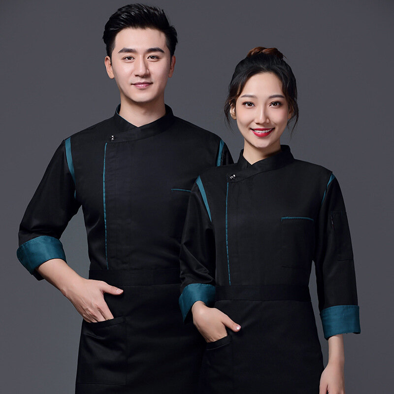 Chef Overalls Long Sleeve Autumn and Winter Clothes Hotel Catering Chinese Western Restaurant Rear Kitchen Chef Chef Uniform Lon