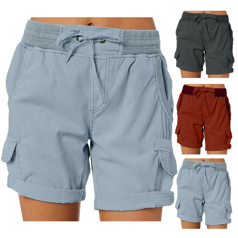 Pantalones cortos Cargo para mujer, Shorts de secado rápido con múltiples bolsillos para senderismo, viajes, Golf, pesca, tácticos, elásticos, ligeros, Verano