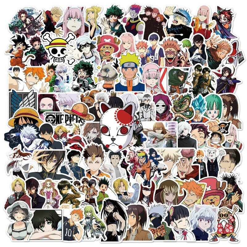 10/30/50/100PCS Mix Cartoon Anime Stickers Naruto One Piece Dragon Ball Decals DIY Laptop Phone Luggage Car Sticker for Kids Toy