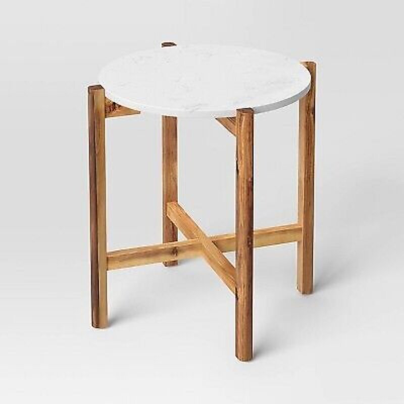 US Wood and Marble Accent Table Natural (FA) - Threshold