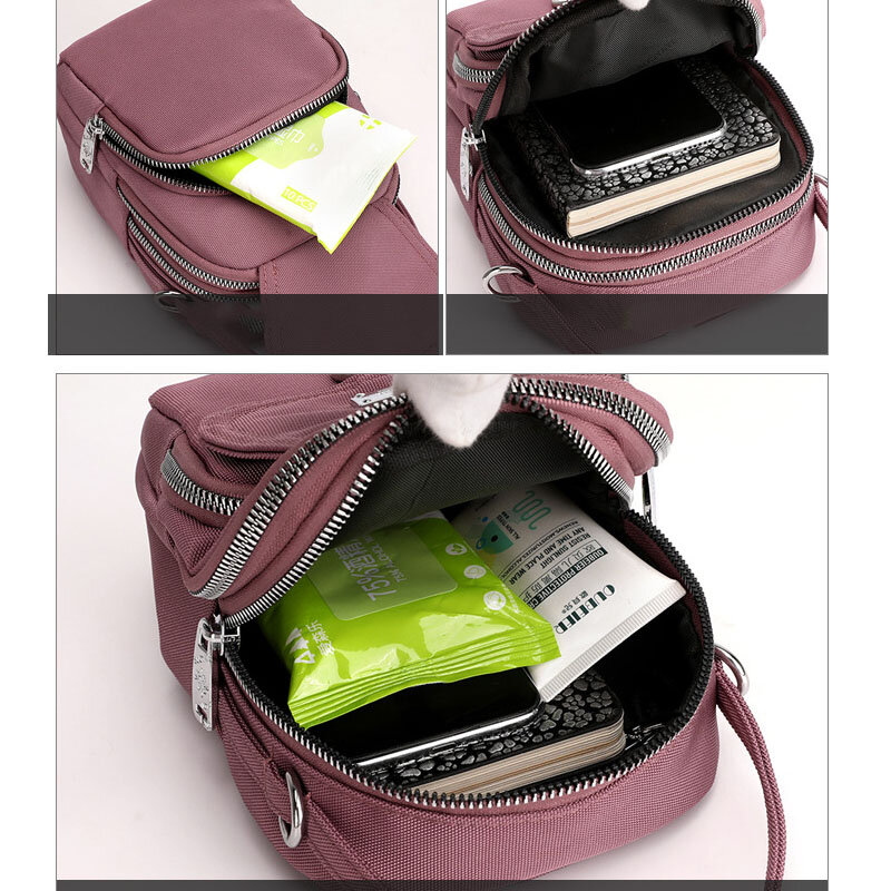Сумка на одно плечо для женщин, модная миниатюрная тканевая сумочка на молнии, чемоданчик кросс-боди для телефона