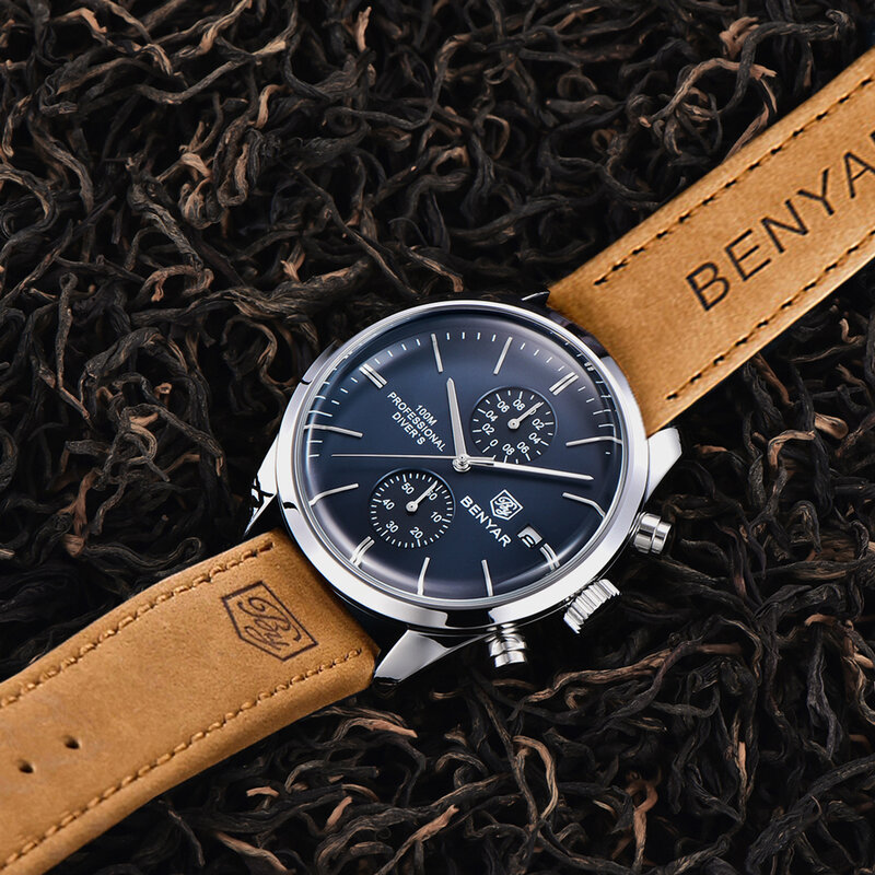 BENYAR Luxury Quartz นาฬิกาข้อมือสำหรับผู้ชาย2023กีฬานาฬิกาสำหรับผู้ชาย Chronograph ทหารนาฬิกาผู้ชาย Relogio Masculino