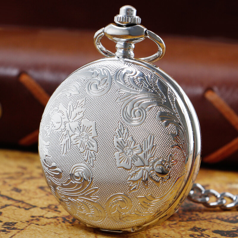 Wszystkie srebrne wykwintne Retro kwarcowe zegarki kieszonkowe minimalizm 30cm urządzenie wyszczuplające do talii zegarki łańcuszkowe zegar na prezent dla mężczyzn kobiet