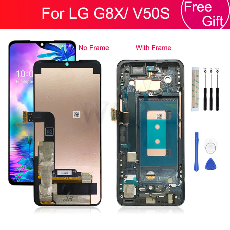 LG G8X ThinQ LCD 디스플레이 터치 스크린 디지타이저 어셈블리 용 원본 LG V50S LCD LLMG850EMW 교체 용 프레임 디스플레이 포함