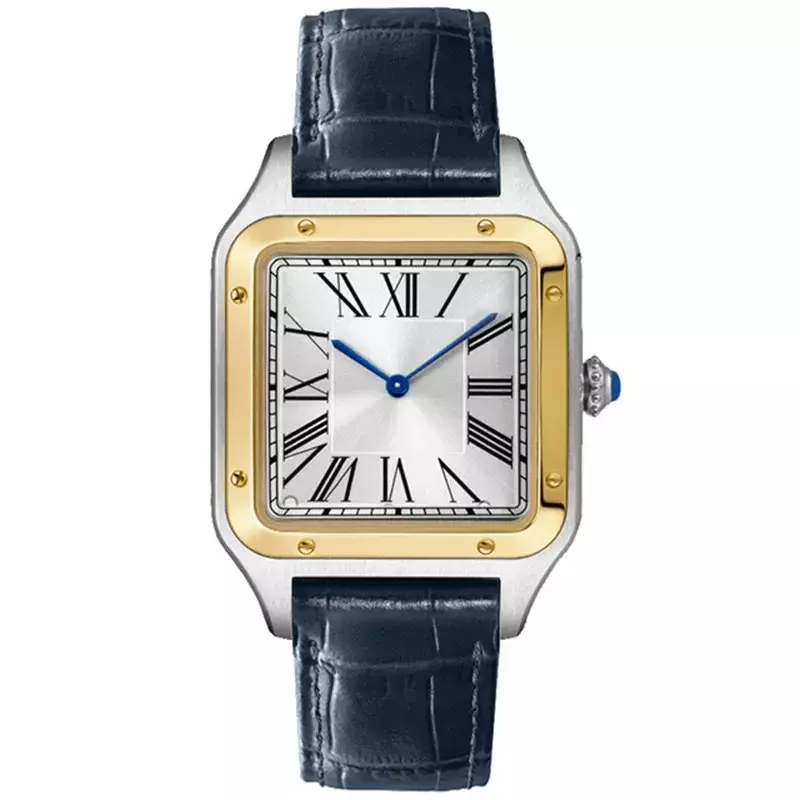 Luksusowy wysokiej jakości zegarek kwarcowy męski damski kwadratowy skórzany męski złoty biały szafirowy zegarek na rękę
