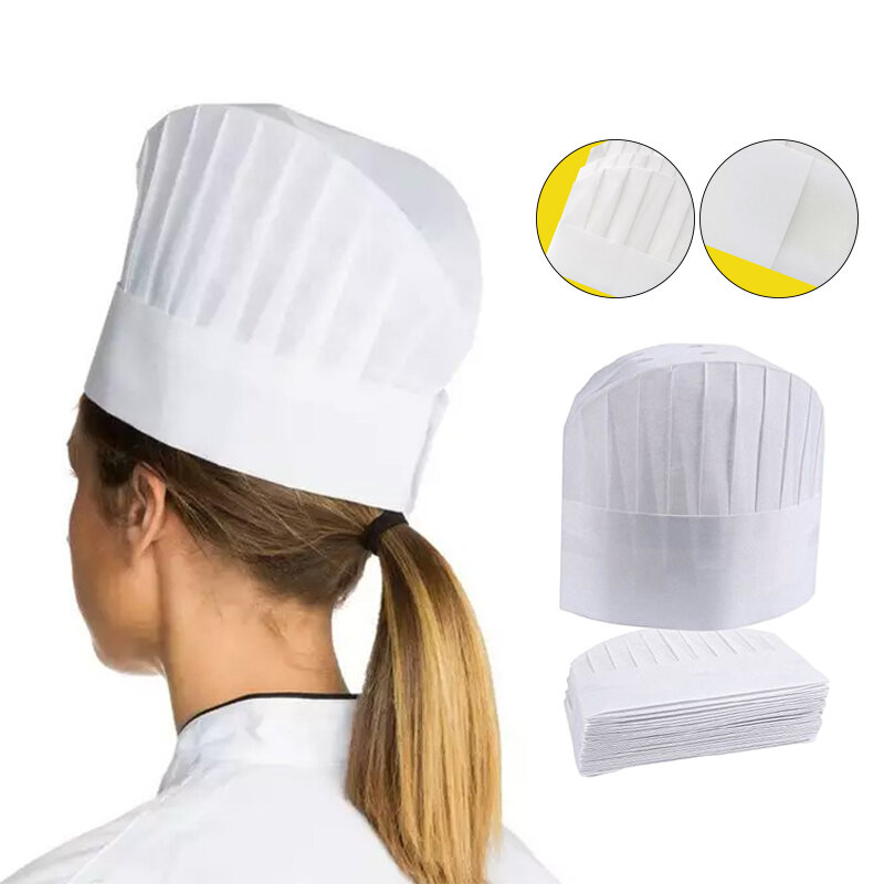 Tampões não tecidos descartáveis do cozinheiro chefe para homens e mulheres, respirável, cozinhando, cozinha, chapéus do cozinheiro chefe, hotel, restaurante, 20 PCes