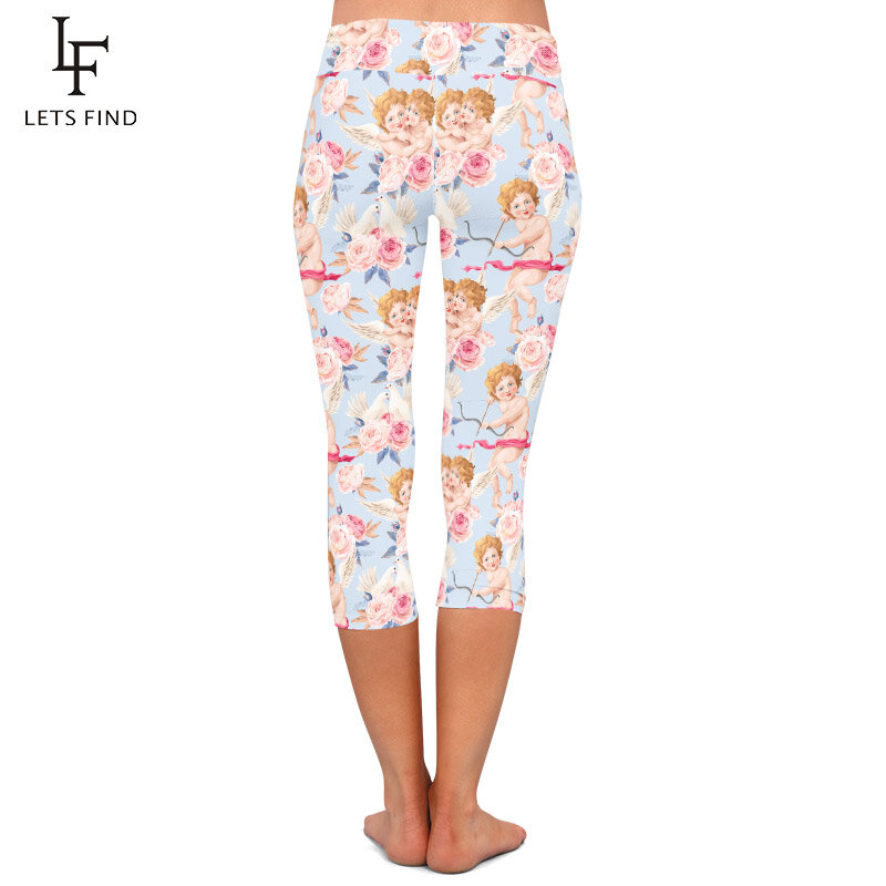 LETSFIND-mallas elásticas de cintura alta para mujer, Leggings Capri suaves con estampado de seda de leche para bebé, 3D