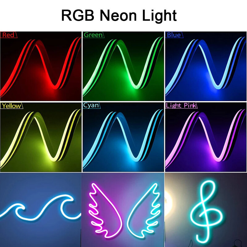 Bande lumineuse néon en silicone LED, bande lumineuse RVB, motif de bricolage, décoration de maisons, Bluetooth Andrea Control, 24V