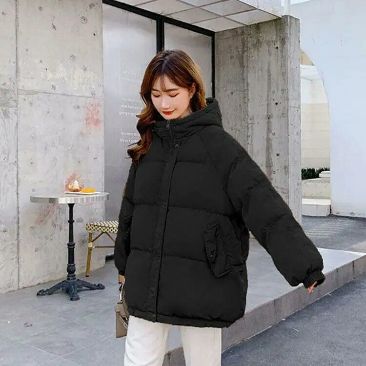 Chaqueta de plumón gruesa para mujer, abrigo corto de algodón coreano, talla grande, invierno, 2023