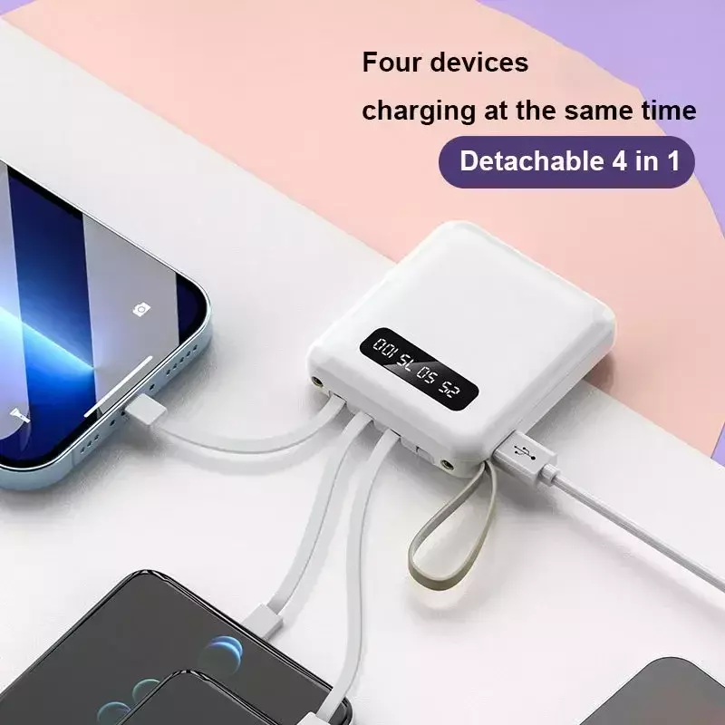 Xiaomi Mini Power Bank Schnell ladung große Kapazität 30000mah tragbare Power bank 4 in1 Kabel für iPhone Samsung Huawei neu