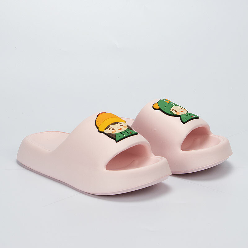 Zapatillas de casa con dibujos animados para mujer, sandalias de suela suave de Eva para playa, zapatos de tacón plano, chanclas de plataforma, 2024