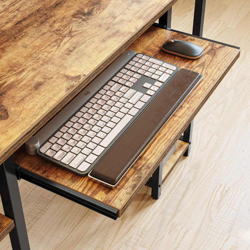 Cal biurko komputerowe CubiCubi 47 z regały magazynowe podstawa monitora z podstawką na klawiaturę, biurko do pracy w domu, stół do pisania do nauki, rustykalne