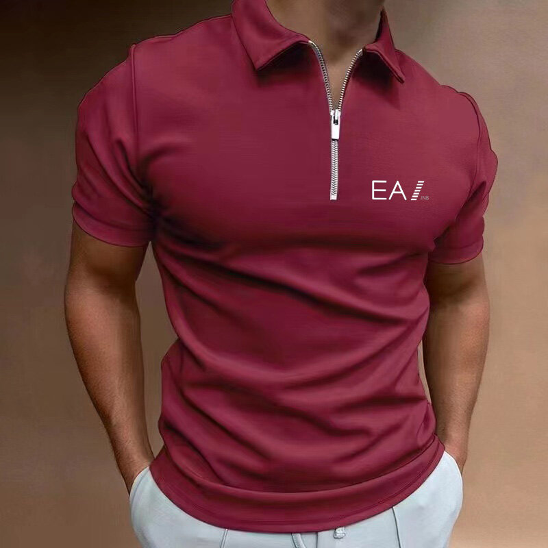 Summer Men's Casual Short-Sleeved Polo Shirt Office Fashion Threaded collarr T-Shirt Men's Breathable Polo Shirt Men's Clothing