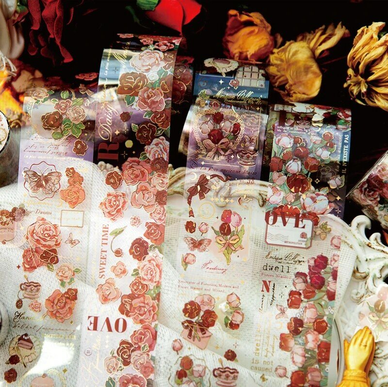 8 teile/los Vintage Rose Serie Retro dekorative Haustier Bänder