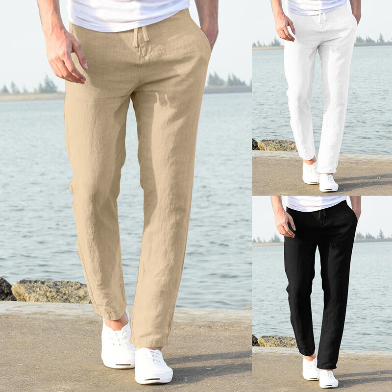 Pantalones de chándal transpirables para hombre, pantalones deportivos simples, moda para exteriores, Color sólido, primavera y verano
