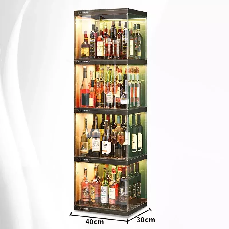 Armarios acrílicos transparentes para Bar, estantería de exhibición de Bar, almacenamiento comercial de vino, sala de estar contra la pared, vitrina