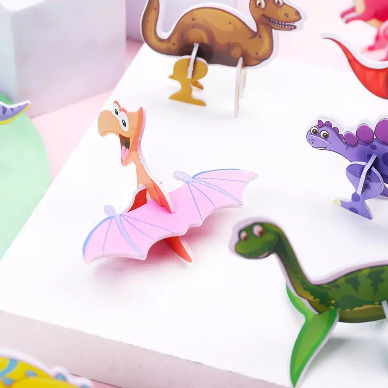 لغز ورقي صغير ثلاثي الأبعاد للأطفال ، شكل ديناصور كرتوني لطيف ، لعبة تعليمية