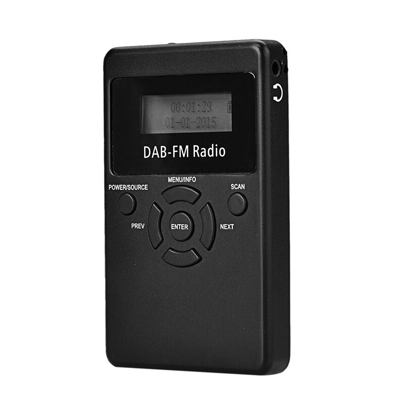 HRD-101วิทยุดิจิตอลพกพาขนาดเล็ก DAB ตัวรับสัญญาณ FM สีดำ