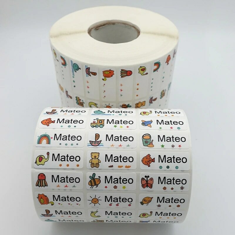 Pegatinas impermeables personalizadas para niños, etiqueta con nombre de piezas, papelería escolar, botella de agua, lápiz, Kawai, 120