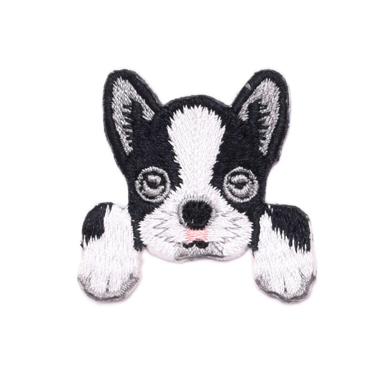 Patch de pano bordado bonito do cão dos desenhos animados, Decoração de animais, Patch bordado Coat Repair, Patch multifuncional, 1pc