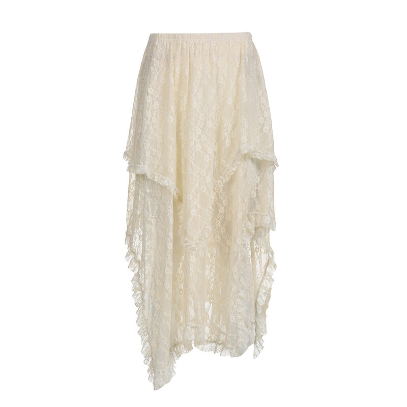 Асимметричная кружевная юбка HEYounGIRL, праздничная Женская одежда из Fairycore Y2K, модная Милая юбка средней длины с высокой талией, винтажная Женская юбка в эстетике