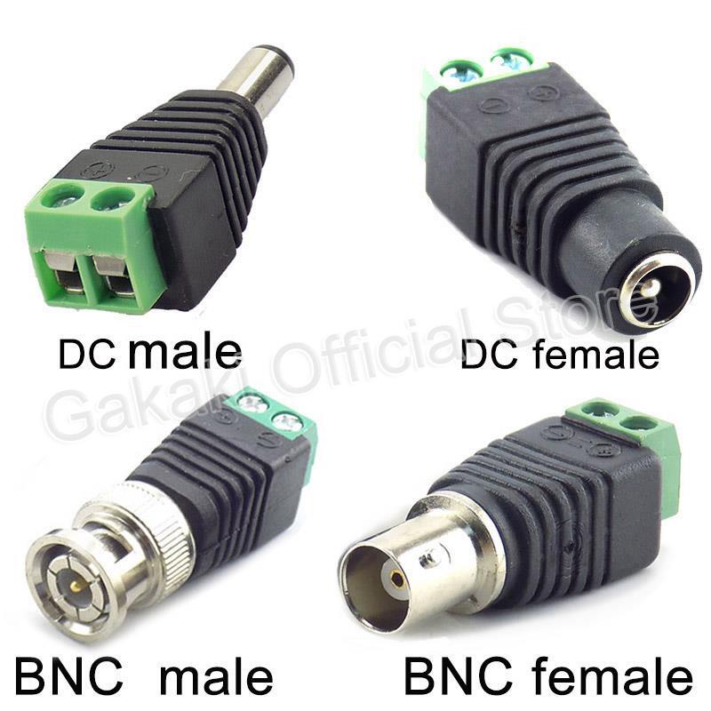 2/5/10pcs 12V DC BNC Male female Connector Coax CAT5 Video Balun Adapter Plug for Led Strip Lights CCTV Camera Accessories