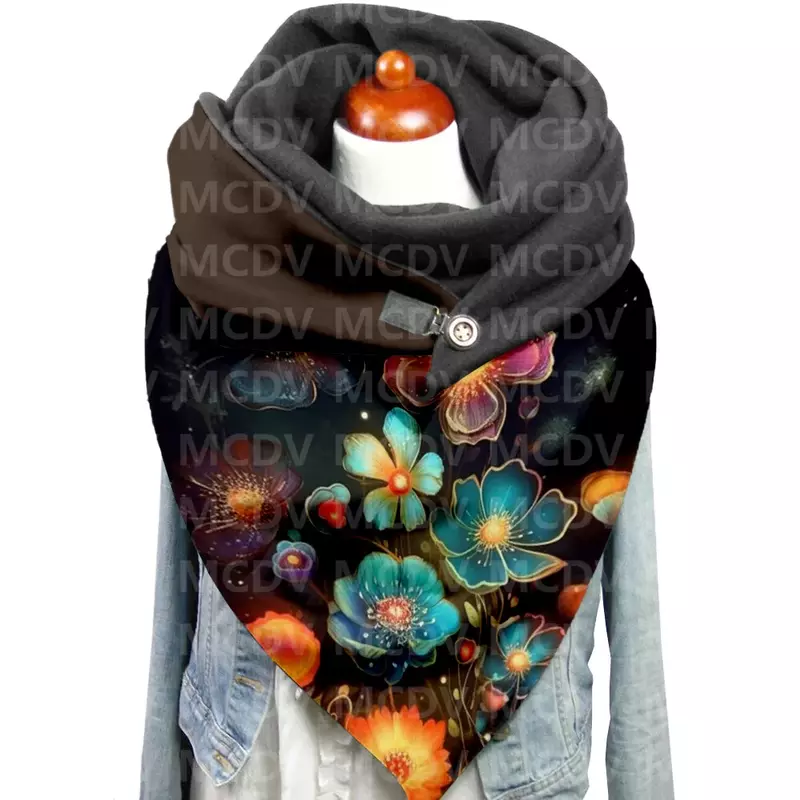 여성용 꽃 3D 프린트 캐주얼 스카프 및 숄, 따뜻하고 편안한 스카프