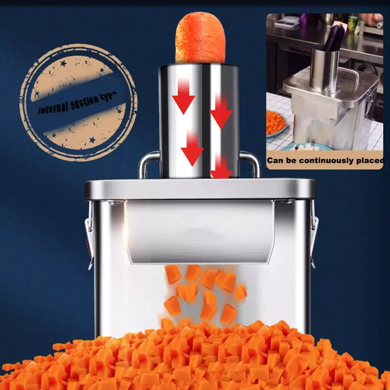 110V/220V Commercial Automatic Slicer Electric Fruit and Vegetable Granule Dice Machine Radish Potato Mango Dice Machine