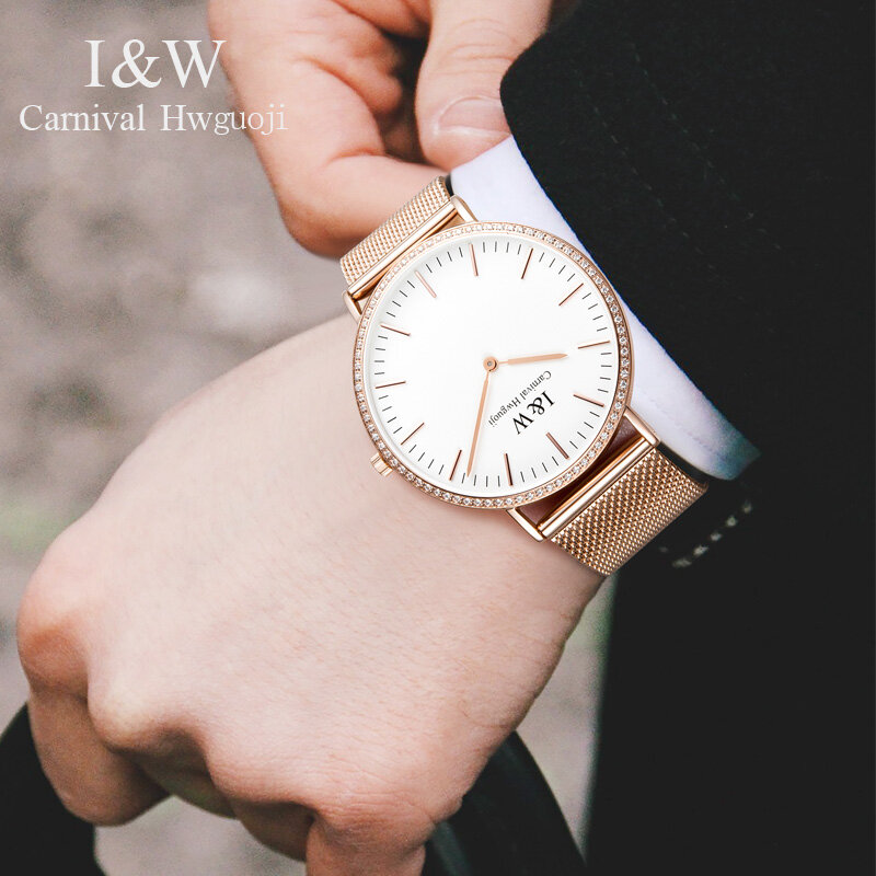IW Casual Clock Men Watch Luminous Waterproof Quartz Watch Rose Gold Strap Fashion Slim Dial 2024 New Relogio Masculino 8757