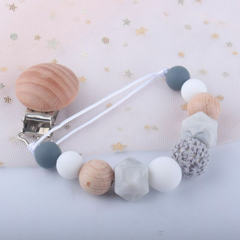 Nipple Holder Clips Wood Children Toddler Baby Teether Toys Straps Baby Pacifier Chain Dummy Clips Pacifier Holder Clips