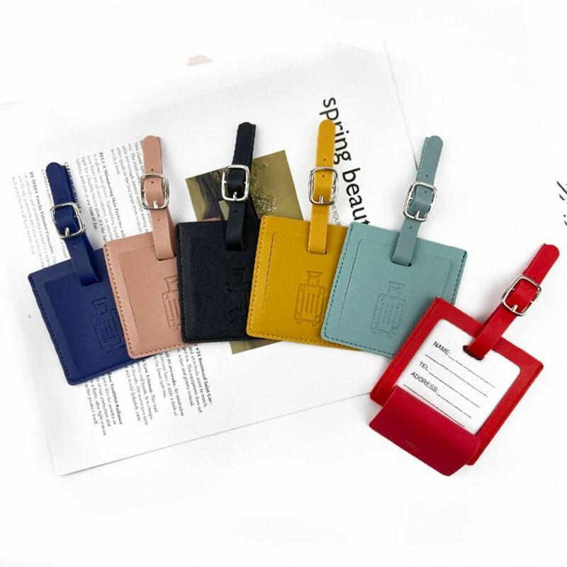Colorful PU Luggage Tag Square Shape Boarding Pass Information Card Travel Accessories Aircraft Consignment Card Tag