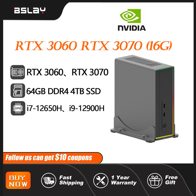 PC Mini i9 Host NVIDIA RTX 3070 RTX 3060 16G/12G i7-12650H i9 12900H Windows 11 64GB DDR4 4TB 14 core 20 benang PC Game