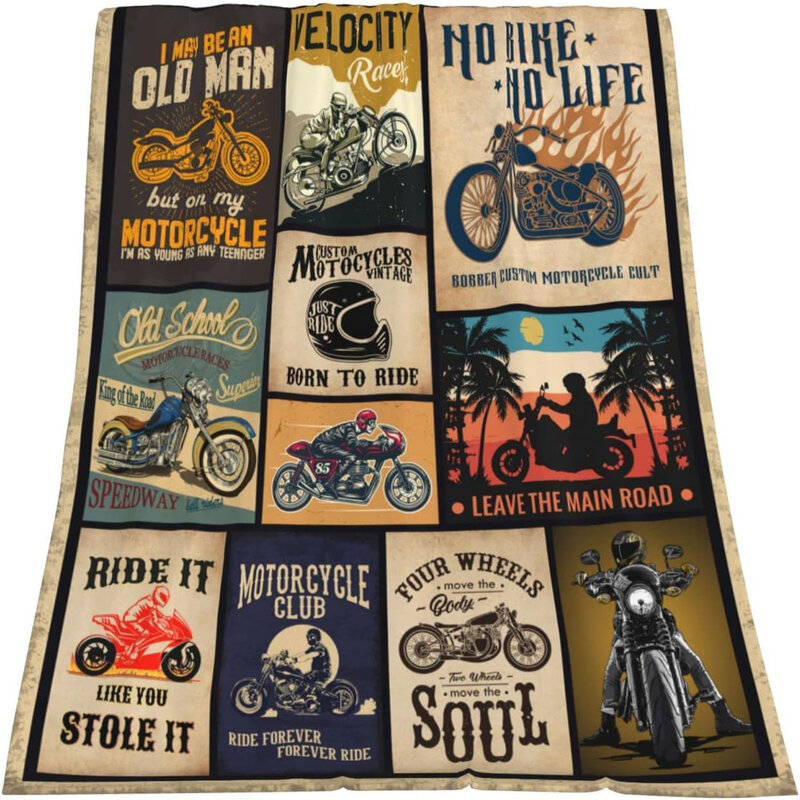 Motorcycle gift for men, the best birthday gift idea for motorcycle enthusiasts, super comfortable plush blanket soft bedding