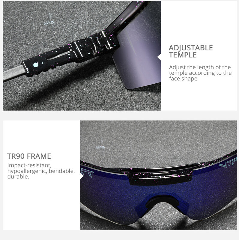 Pit Viper kacamata sepeda terpolarisasi, kacamata sepeda MTB luar ruangan TR90, kacamata olahraga UV400 untuk pria dan wanita