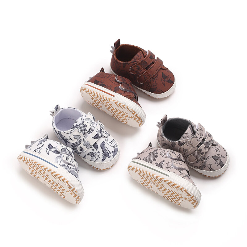 Cute Animal Pattern Walking Shoes para crianças, sapatos de lona respirável para bebês, antiderrapante, de sola macia, casual, 0-18 meses