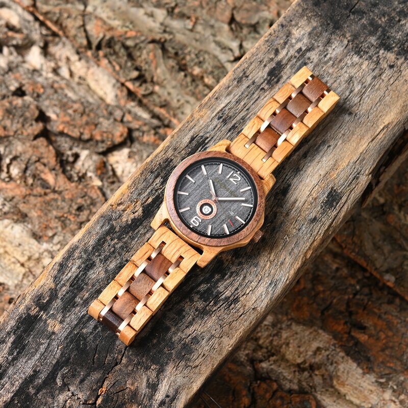 Jam tangan kayu Gerakan Jepang jam tangan kuarsa pria jam tangan BOBOBIRD atas desain baru tampilan tanggal pekan jam tangan kustom kotak hadiah bagus