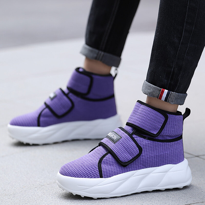 Autumn Fashion High-top Men Cotton Shoes Trendy Comfortable Sports Casual Shoes Simple Thick Sole Non-Slip Male Outdoor Footwear