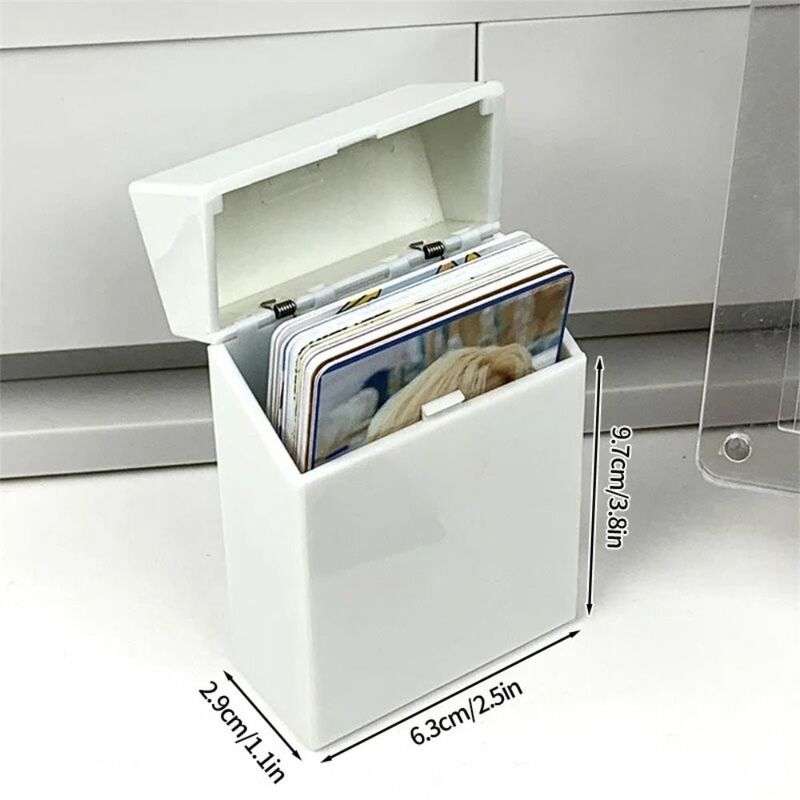Idol Card Storage Photo Case Picture Sorting Organizer Flip Lid Photocard Holder Plastic Black White Office Name Card Holder