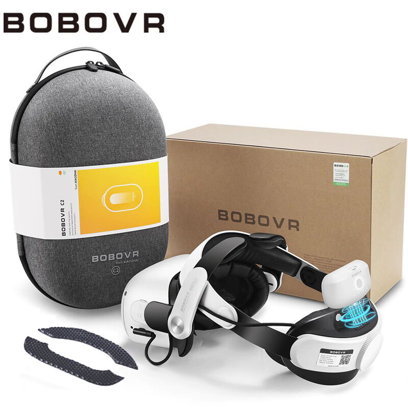 BOBOVR M2 Pro tali kepala baterai 5200mAh, dengan tas penyimpanan C2, bantalan bantalan kepala sarang lebah gratis kompatibel dengan Oculus/Meta Quest 2